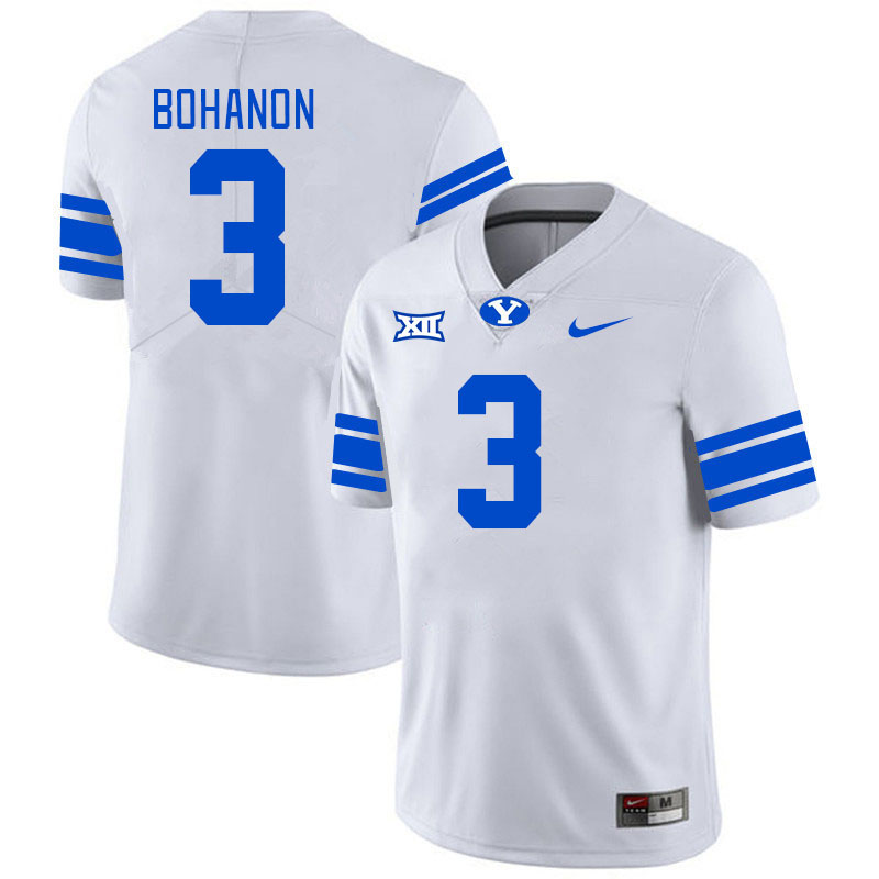 Men #3 Gerry Bohanon BYU Cougars College Football Jerseys Stitched Sale-White